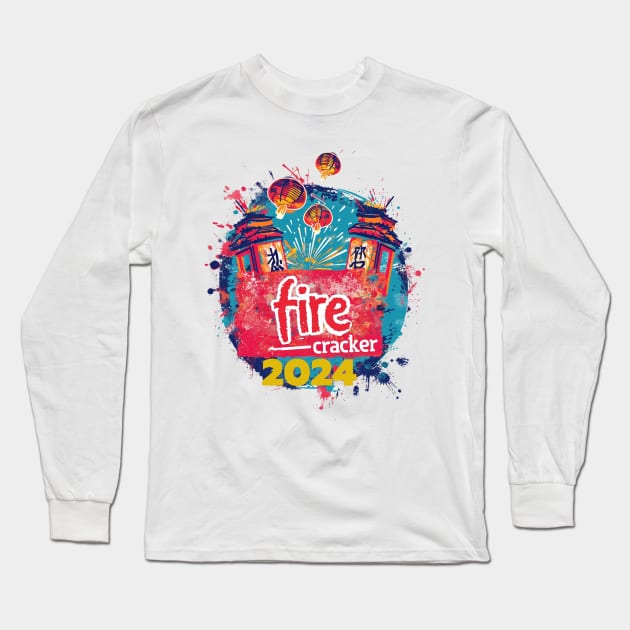 Green Fire Cracker: Popart Chinese New Year Celebration Long Sleeve T-Shirt by YUED